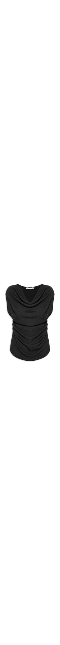 Blusa Feminina Decote Degagê Em Tricot - Preto