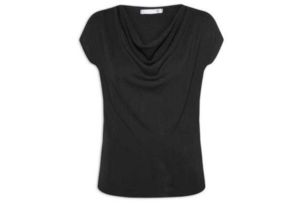 Blusa Feminina Decote Degagê Em Tricot - Preto