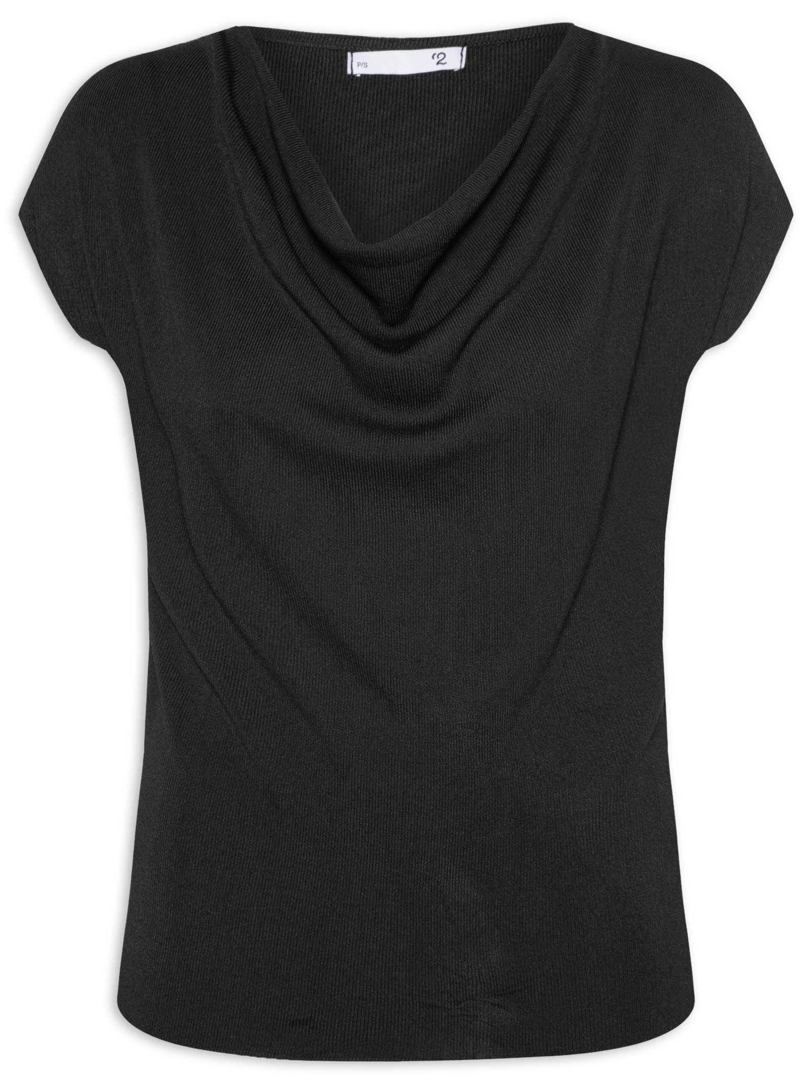 Blusa Feminina Decote Degagê Em Tricot Preto '2Essential