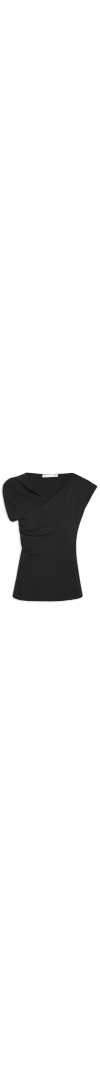 Blusa Feminina Decote Degagê Em Tricot - Preto