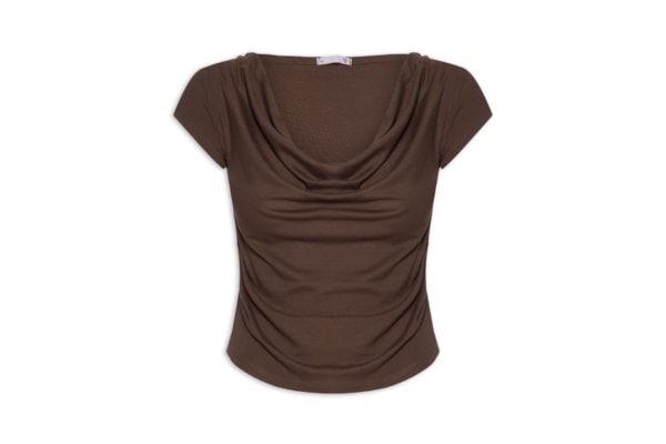 Blusa Feminina Decote Degagê - Marrom
