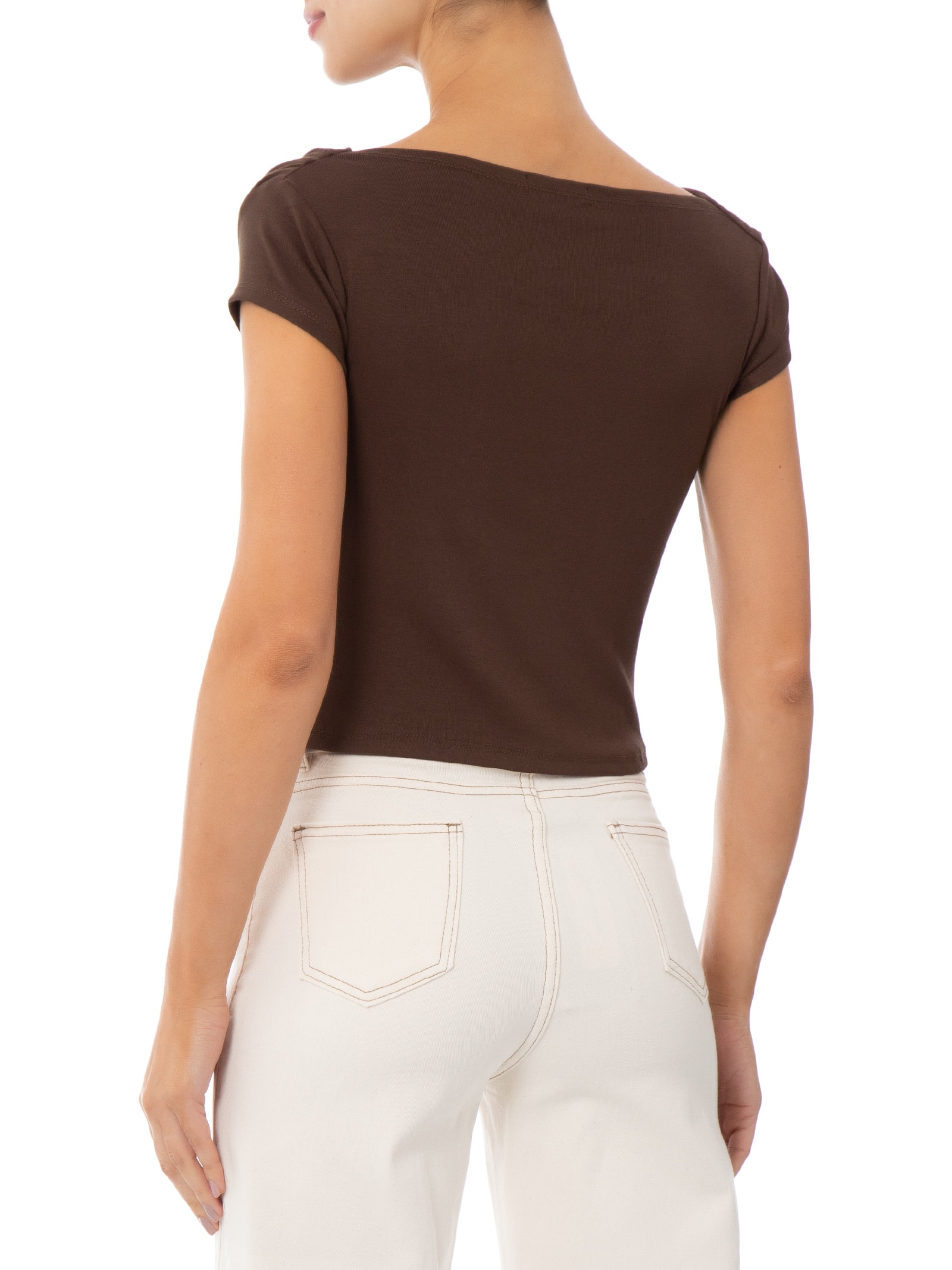Blusa Feminina Decote Degagê Marrom '2Essential