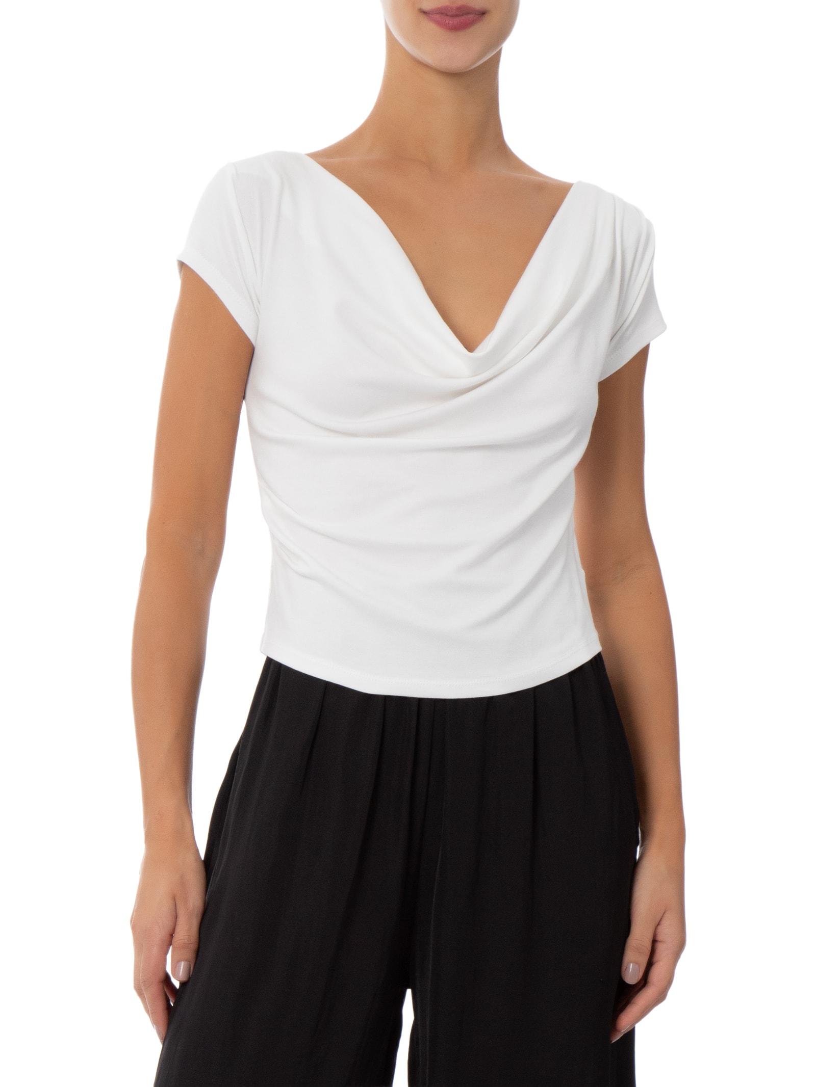 Blusa Feminina Decote Degagê Off White '2Essential