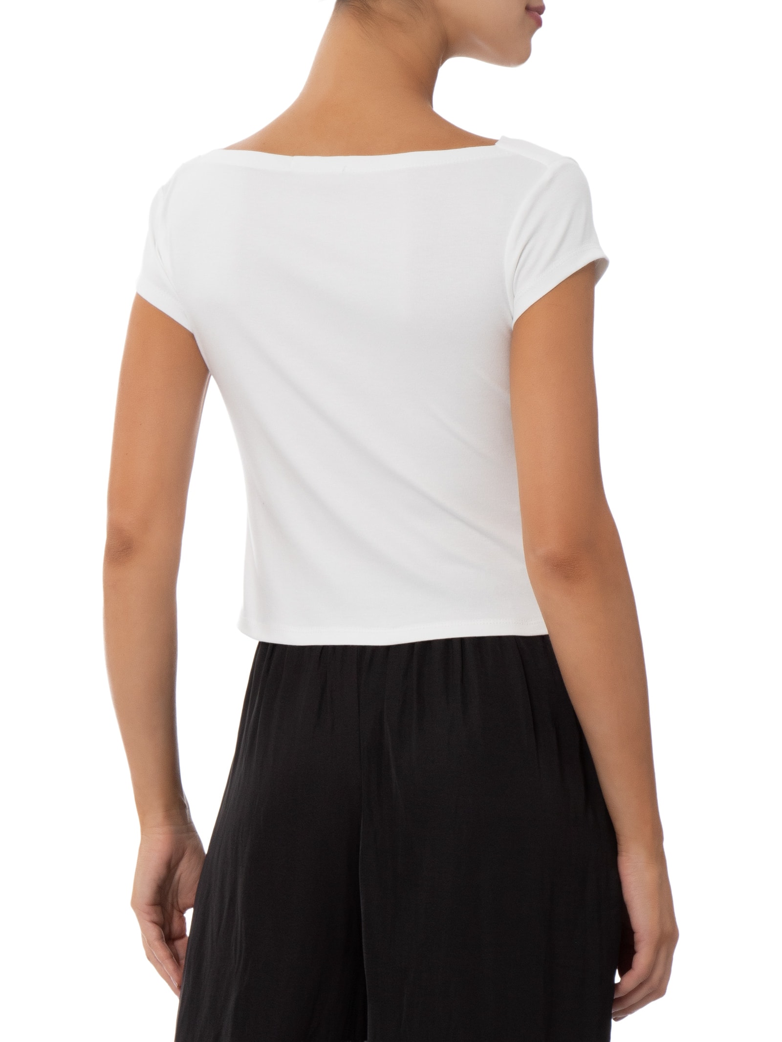 Blusa Feminina Decote Degagê Off White '2Essential