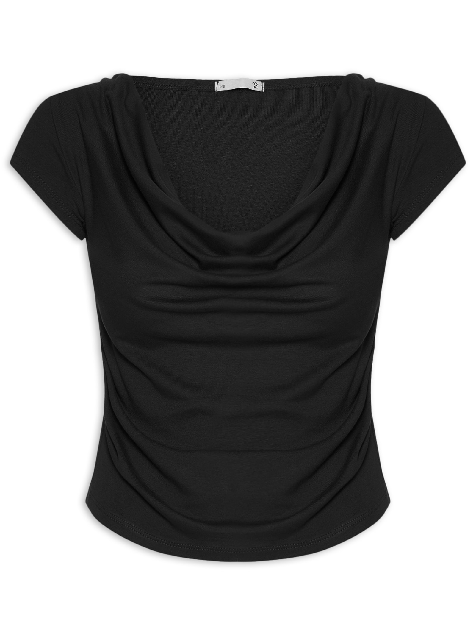 Blusa Feminina Decote Degagê Preto '2Essential