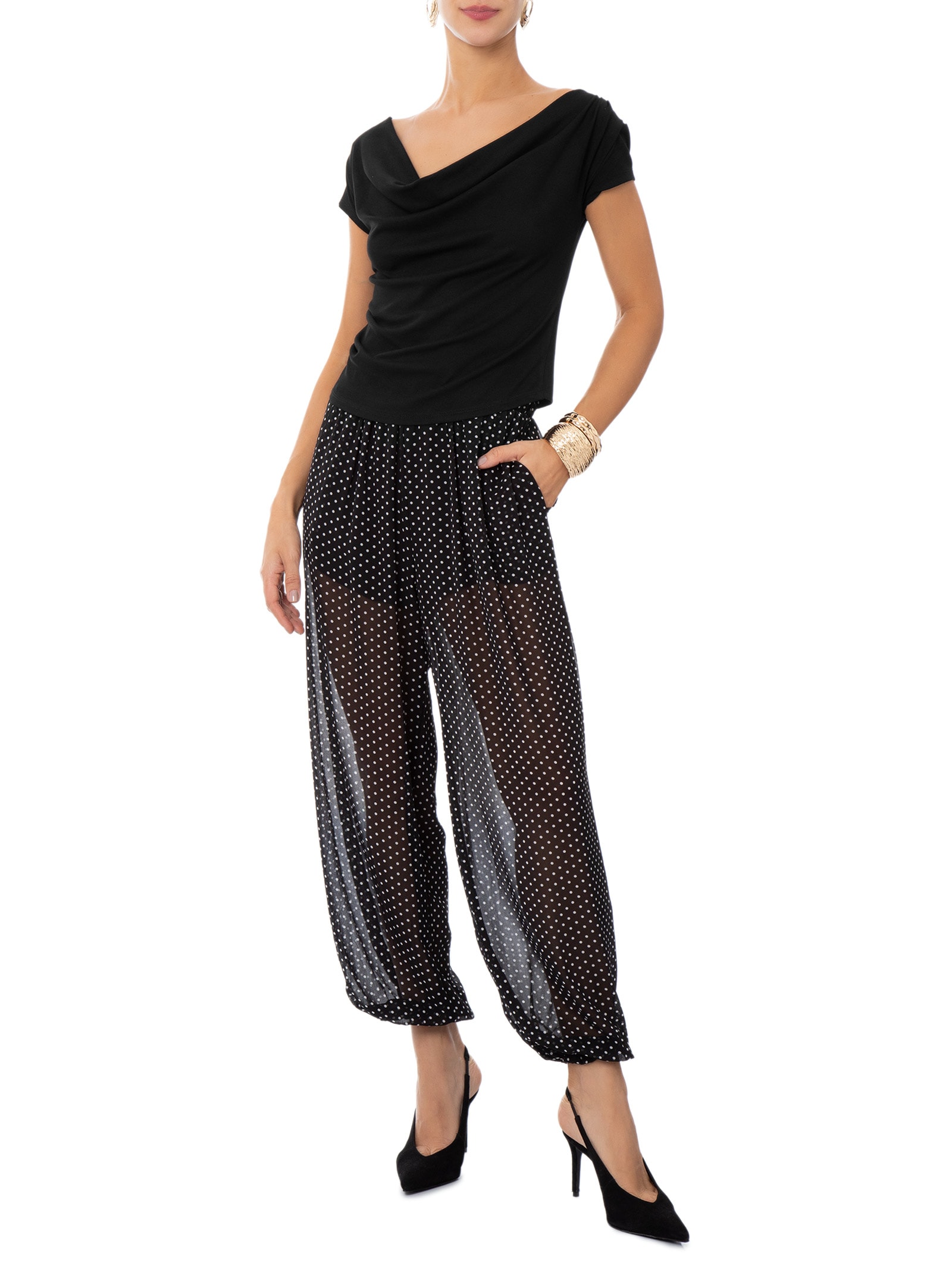 Blusa Feminina Decote Degagê Preto '2Essential