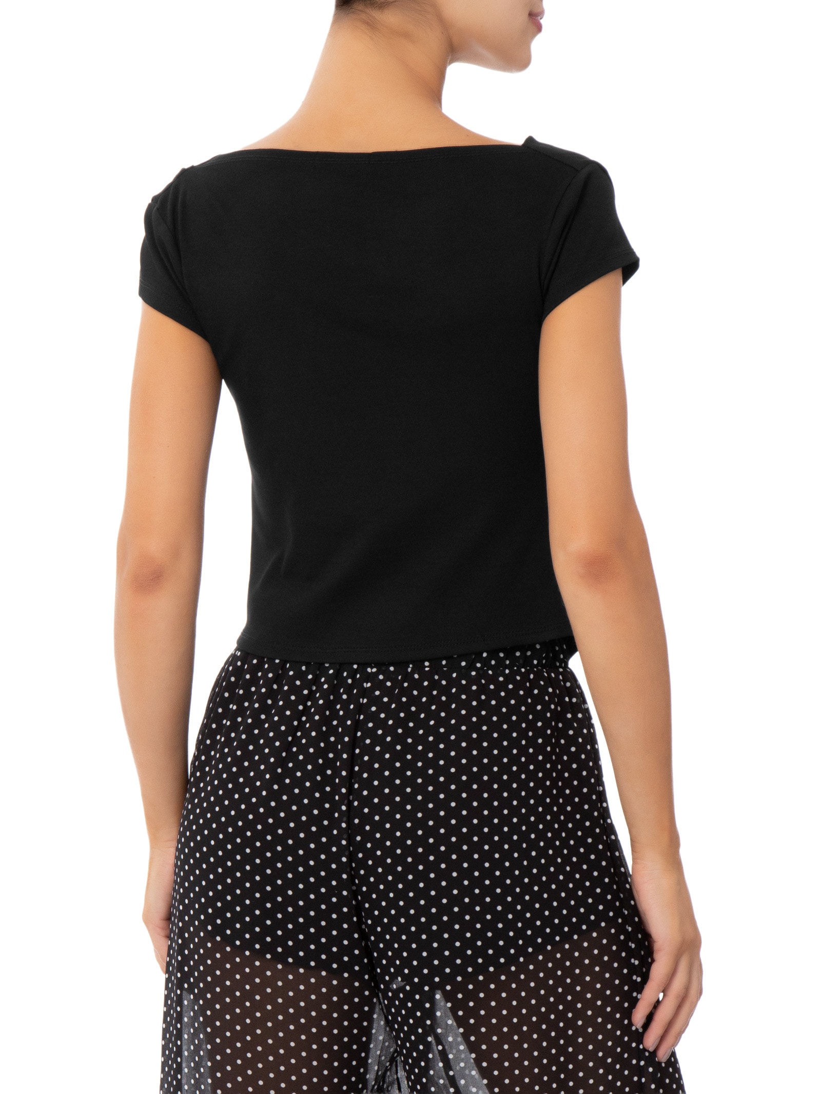 Blusa Feminina Decote Degagê Preto '2Essential