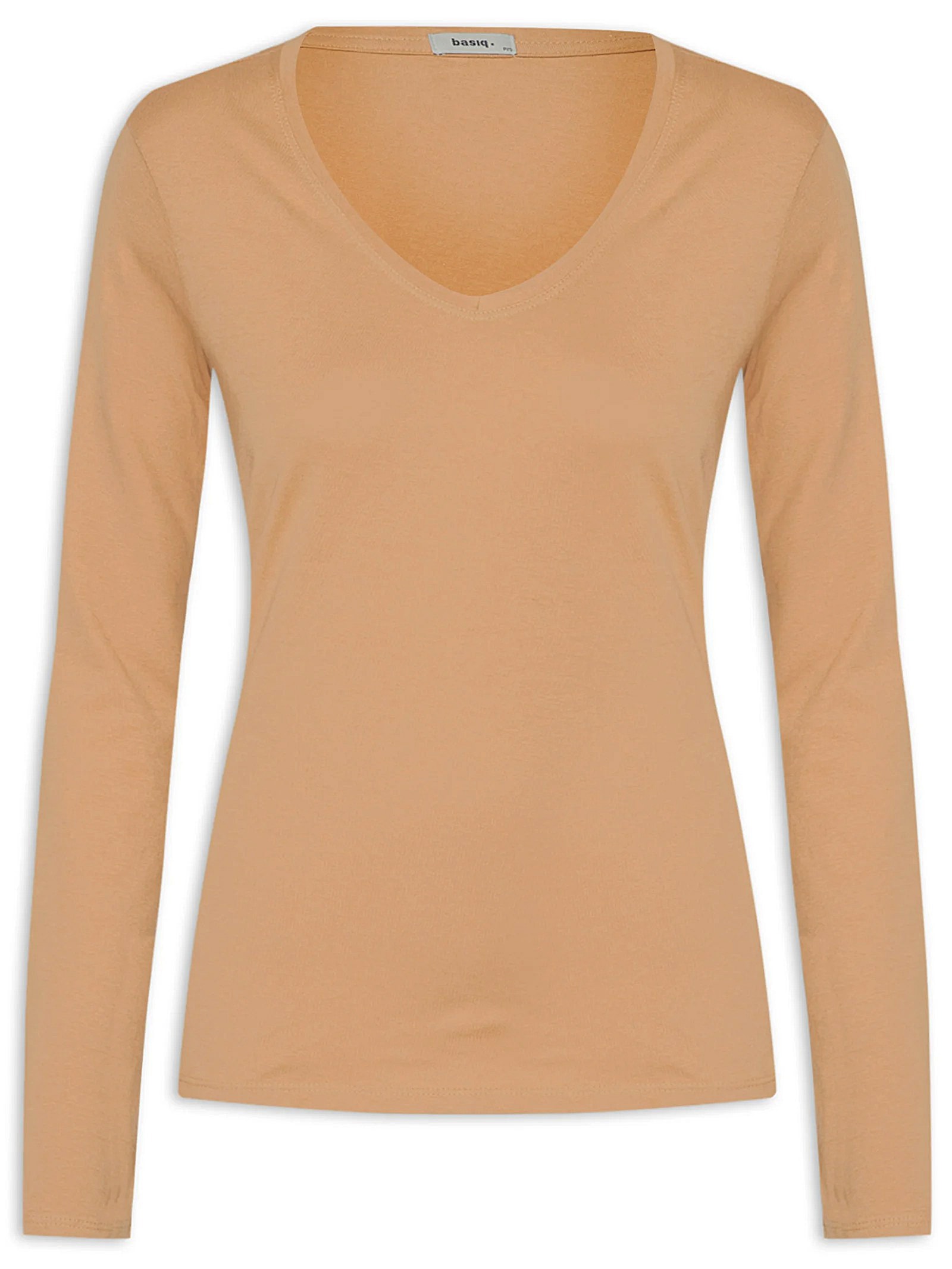 Blusa Feminina Decote Em V Bege Basiq