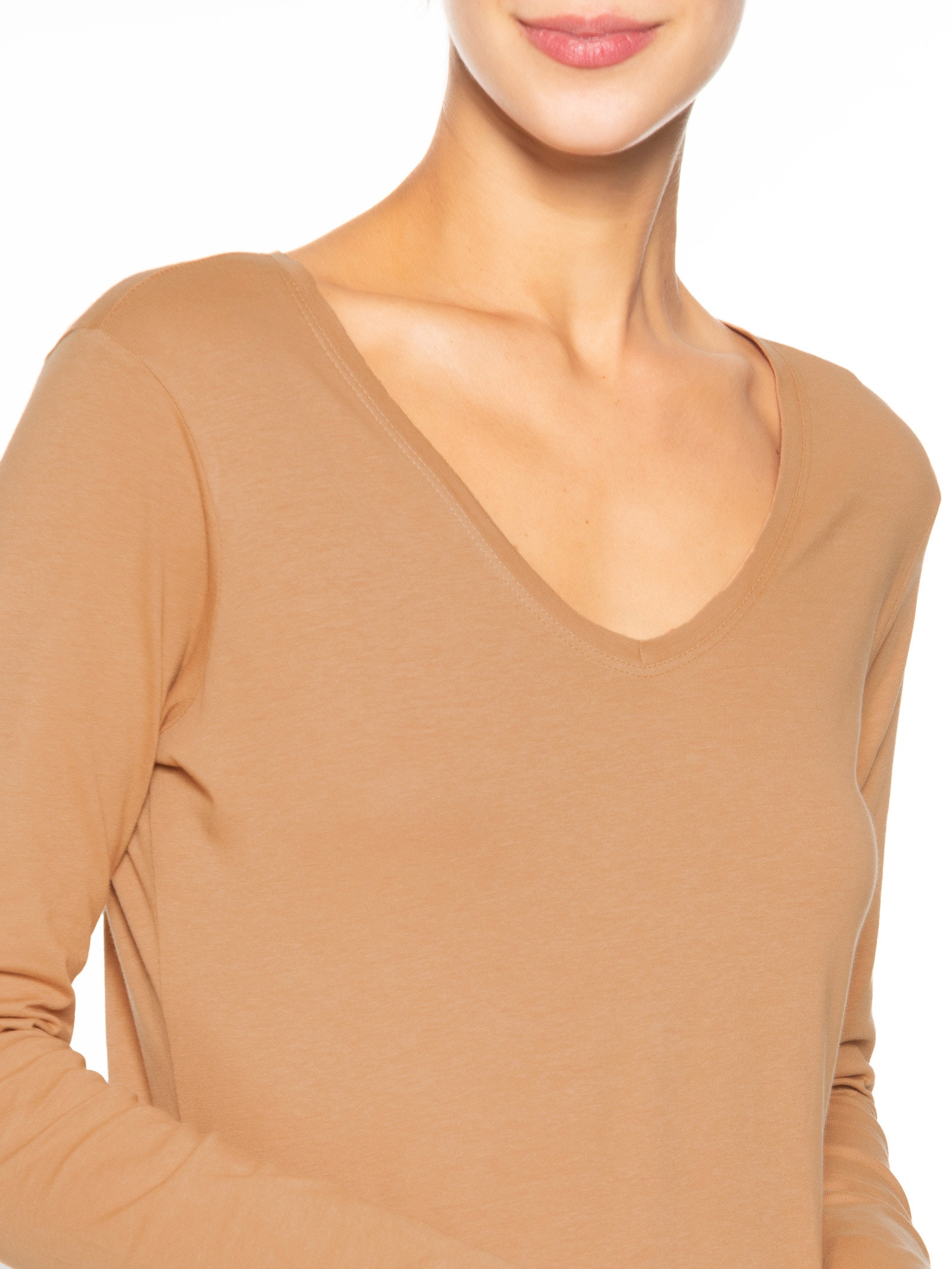 Blusa Feminina Decote Em V Bege Basiq