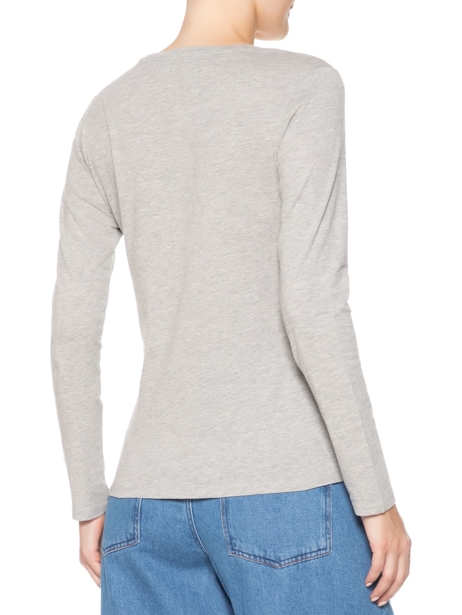 Blusa Feminina Decote Em V Cinza Basiq