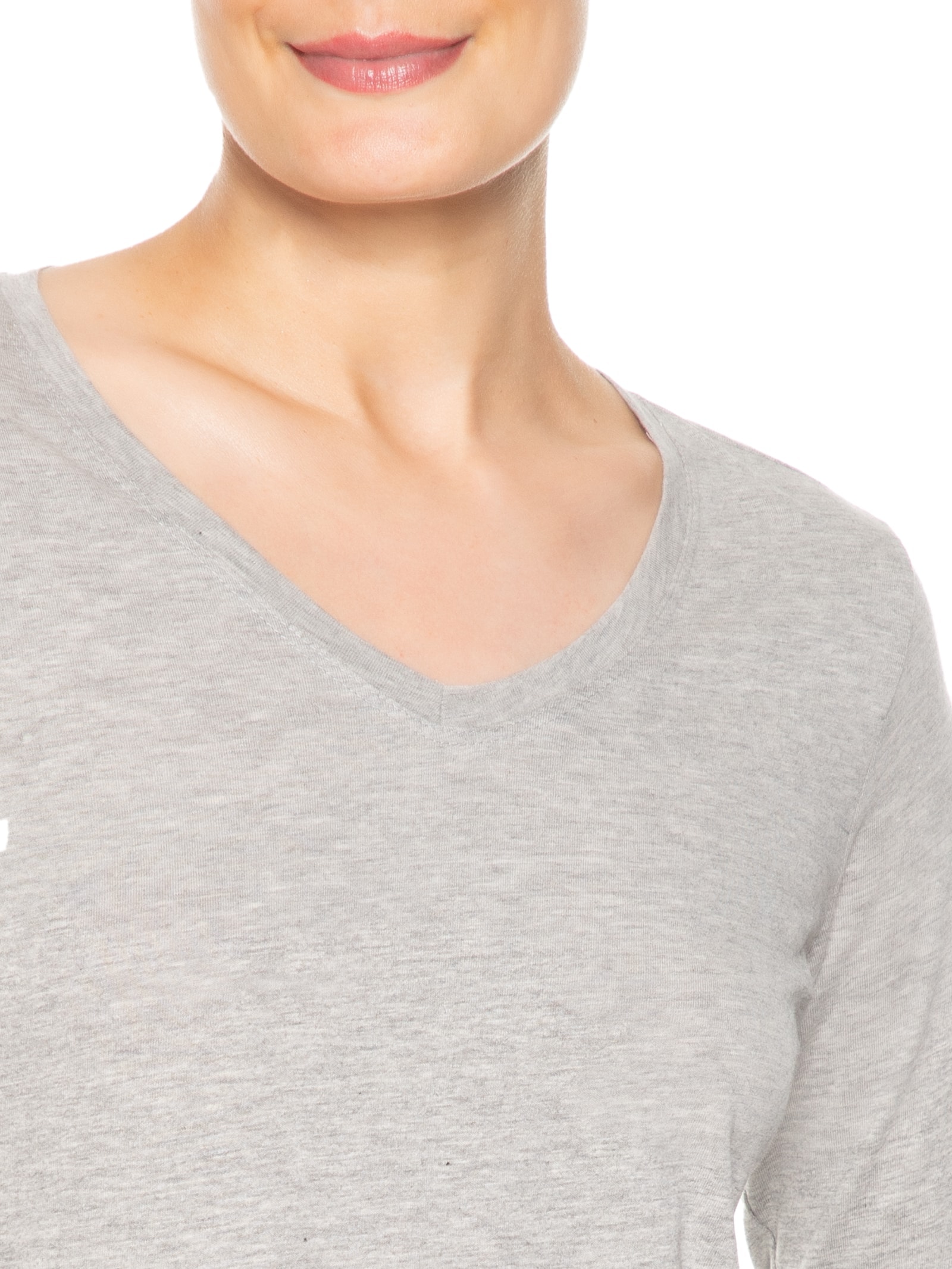 Blusa Feminina Decote Em V Cinza Basiq