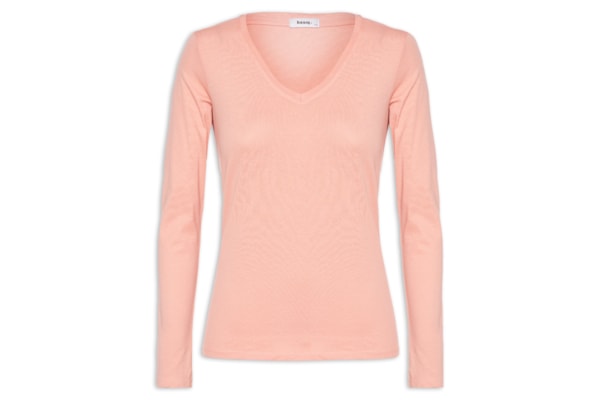 Blusa Feminina Decote Em V - Rosa