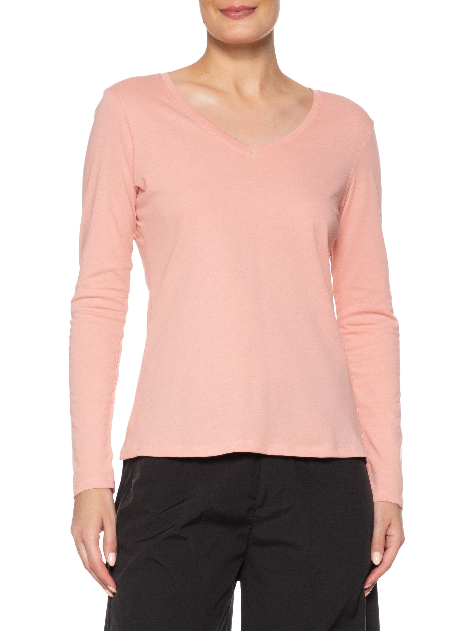 Blusa Feminina Decote Em V Rosa Basiq