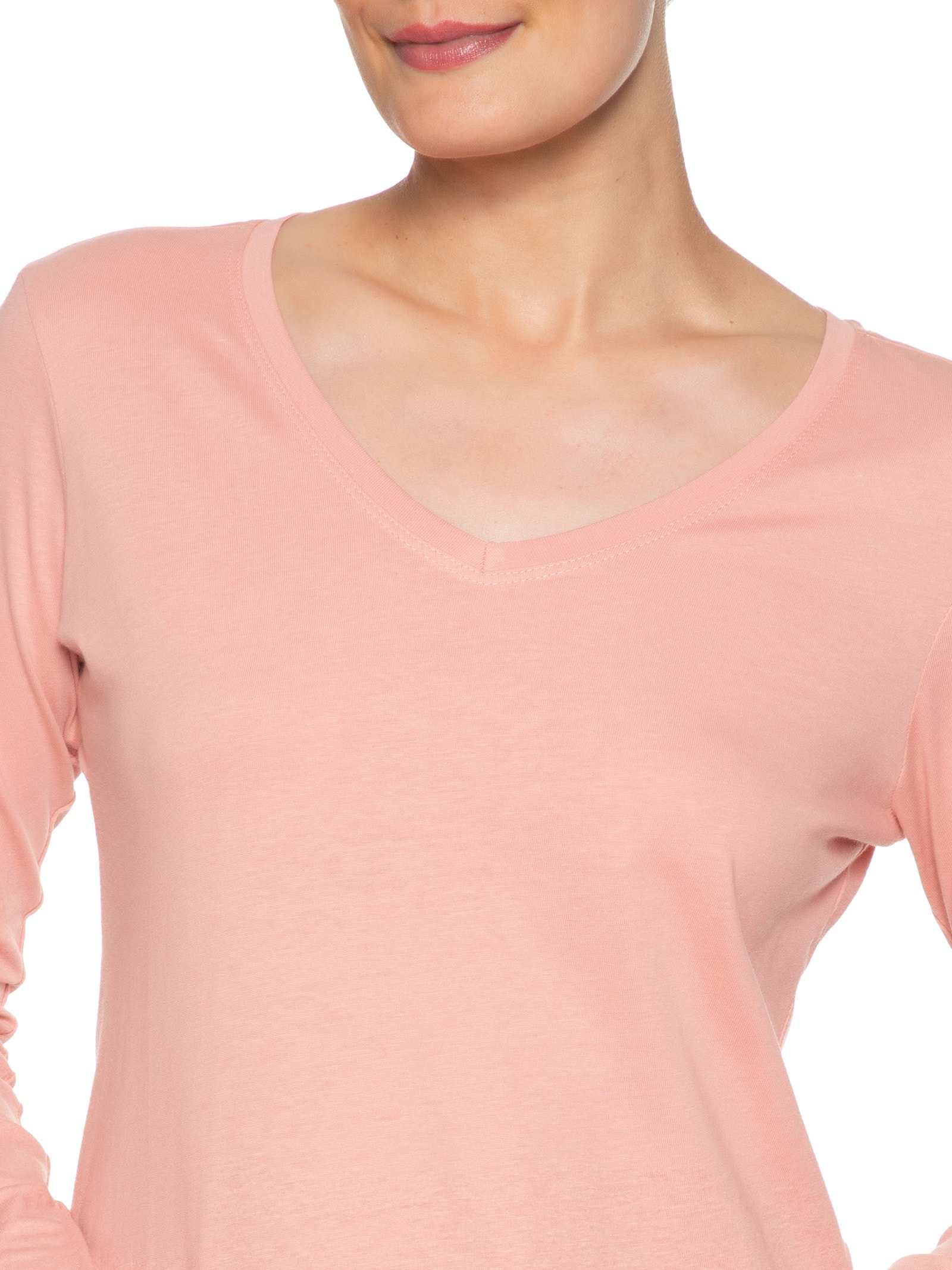 Blusa Feminina Decote Em V Rosa Basiq
