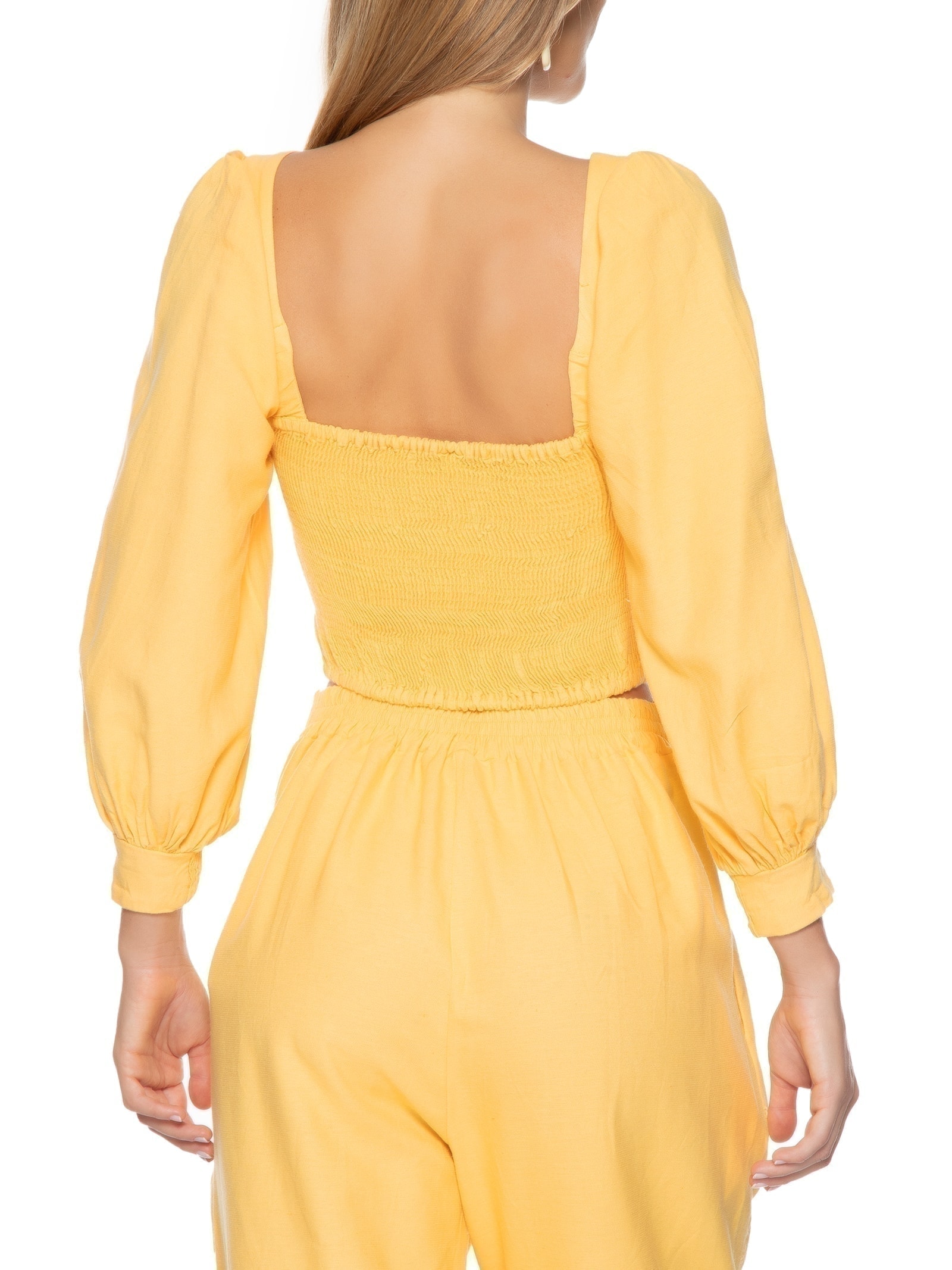 Blusa Feminina Decote Mangões Amarelo Farm