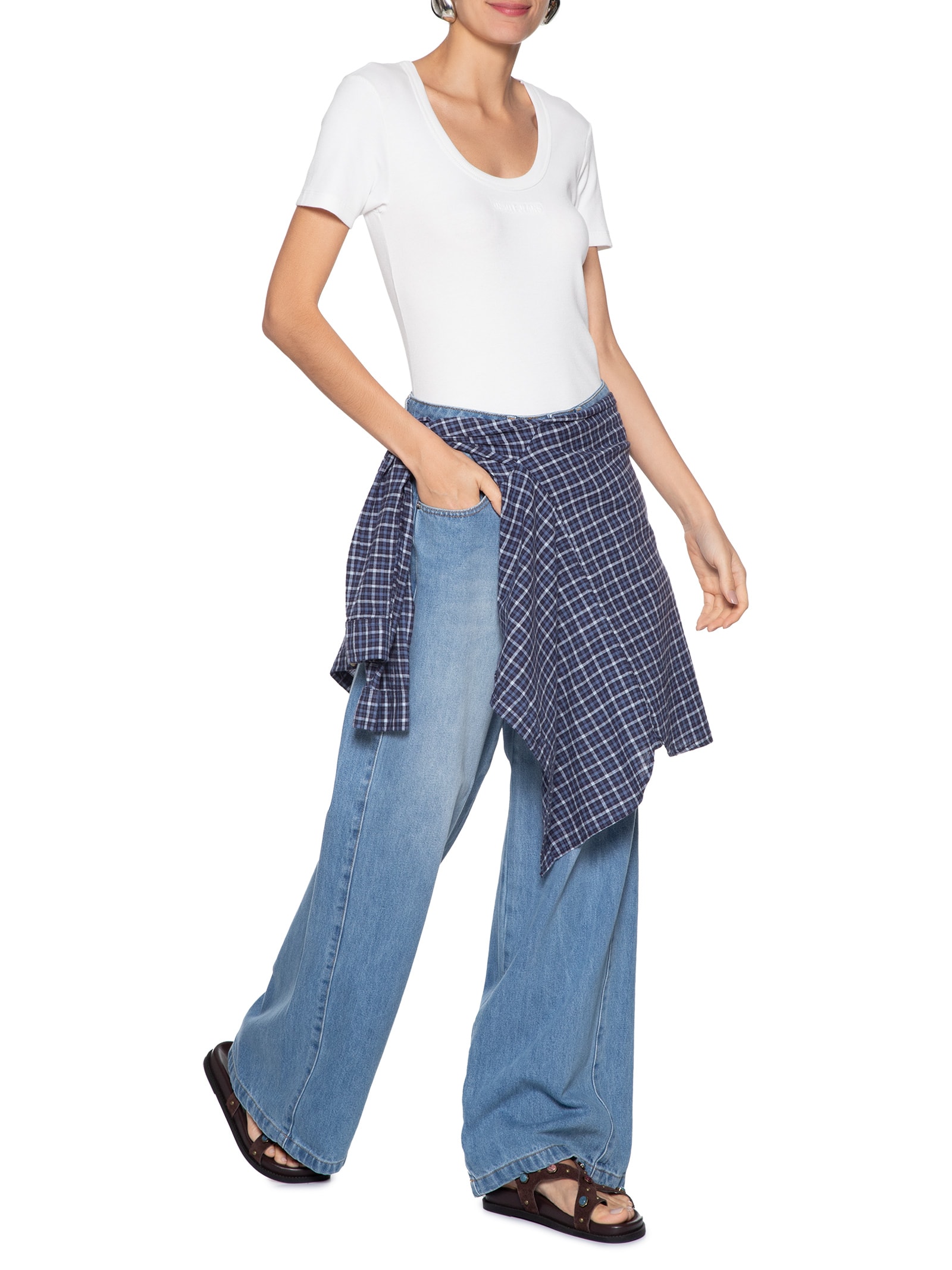 Blusa Feminina Decote Quadrado Basic Branco Animale Jeans