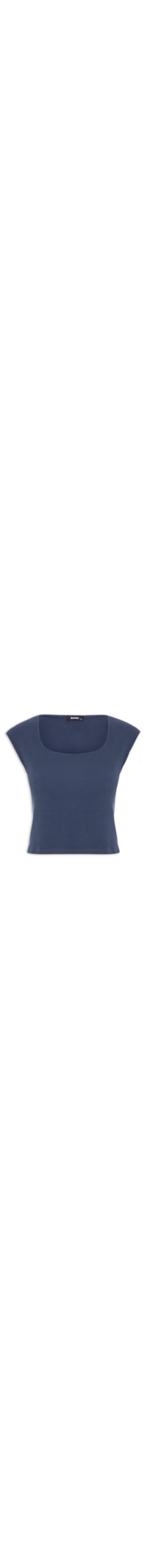 Blusa Feminina Decote Quadrado sem Manga - Azul