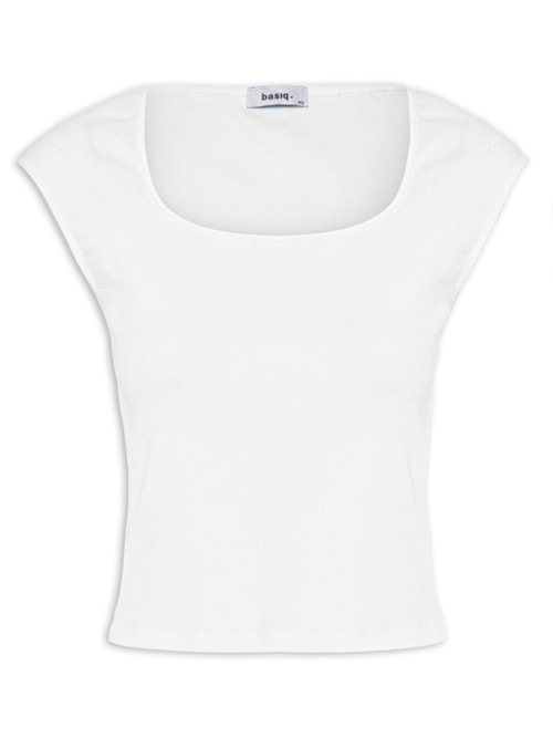 Blusa Feminina Decote Quadrado sem Manga – Branco