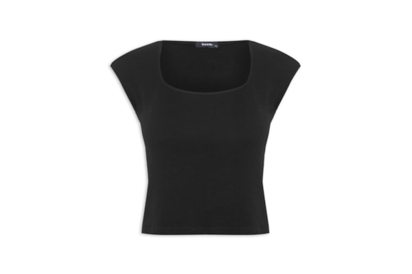 Blusa Feminina Decote Quadrado sem Manga - Preto