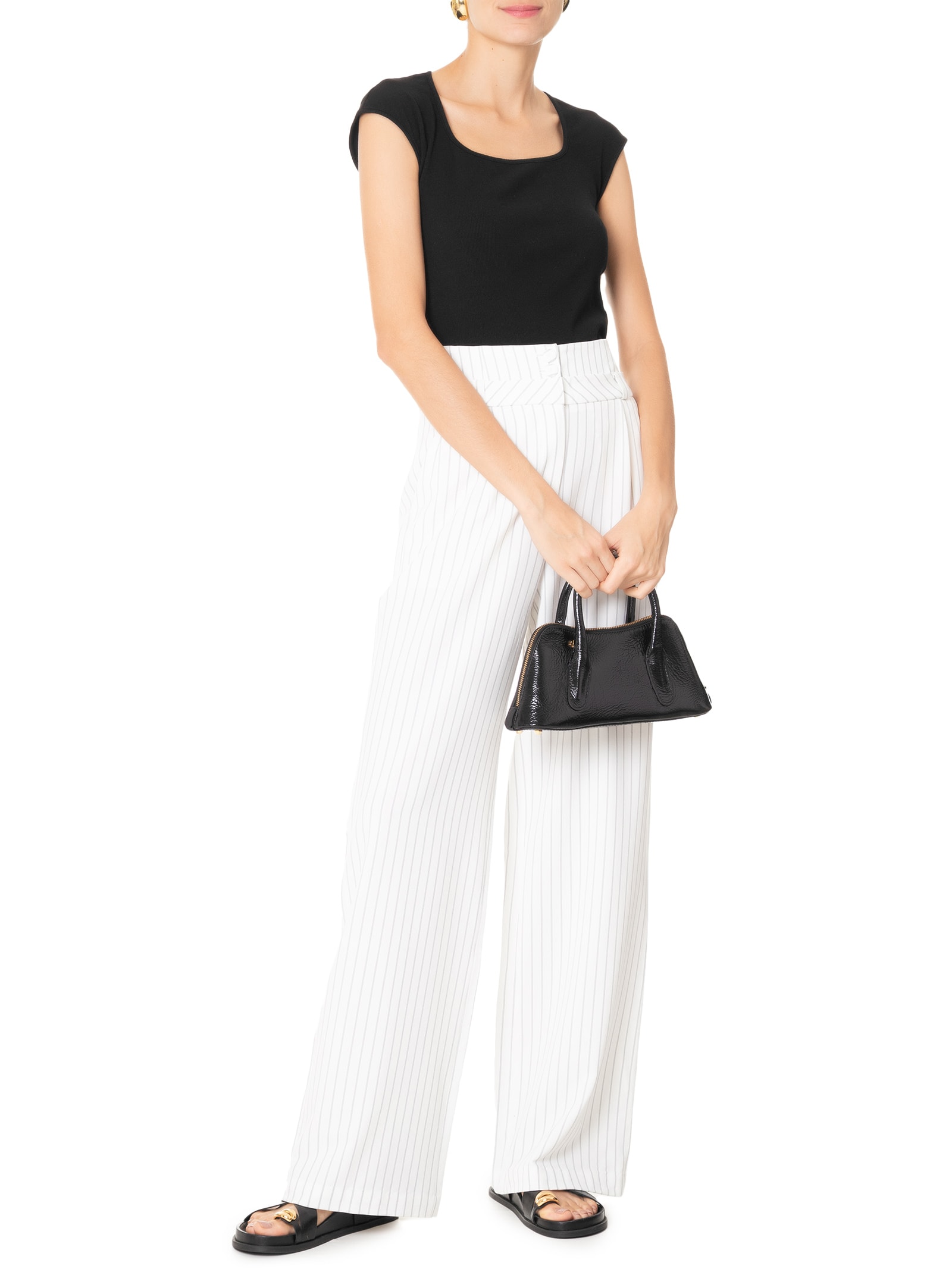 Blusa Feminina Decote Quadrado sem Manga Preto Basiq