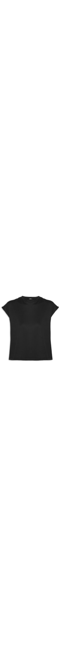 Blusa Feminina Decote Redondo Com Fenda Lateral - Preto
