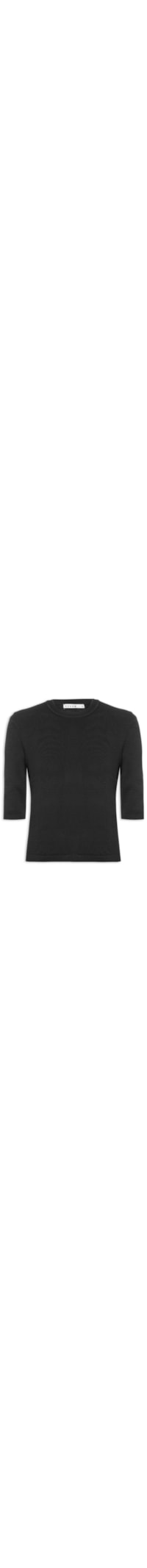 Blusa Feminina Decote Redondo Em Tricot - Preto