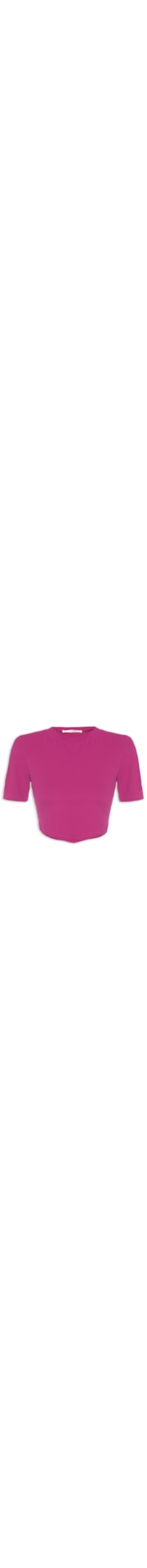 Blusa Feminina Decote Redondo Manga Curta Detalhe Frente - Rosa
