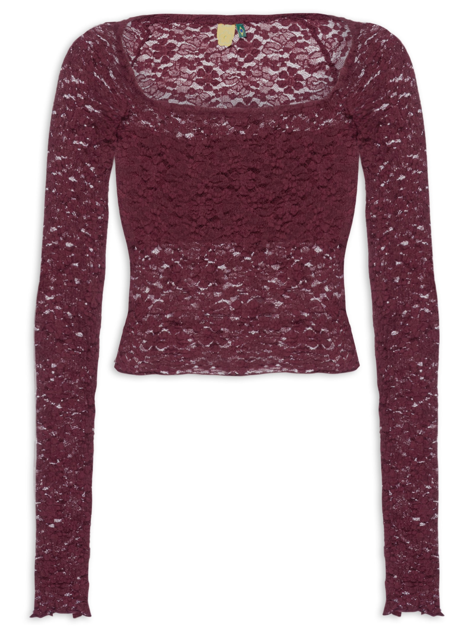 Blusa Feminina Decote Reto Artesanal Rendada Vermelho Farm