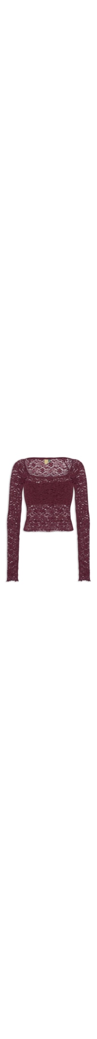 Blusa Feminina Decote Reto Artesanal Rendada - Vermelho