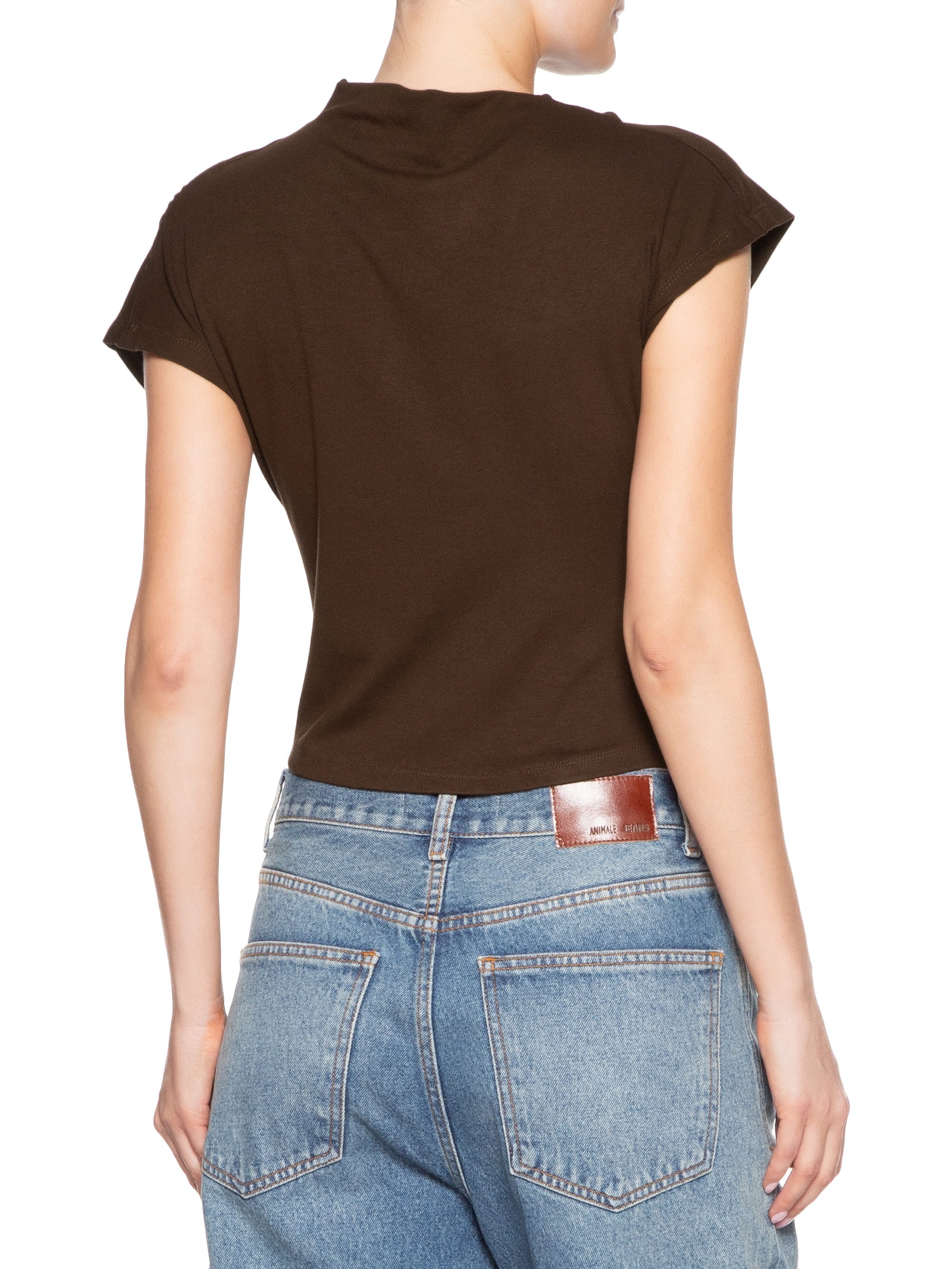 Blusa Feminina Decote Reto Drapeada Marrom Basiq