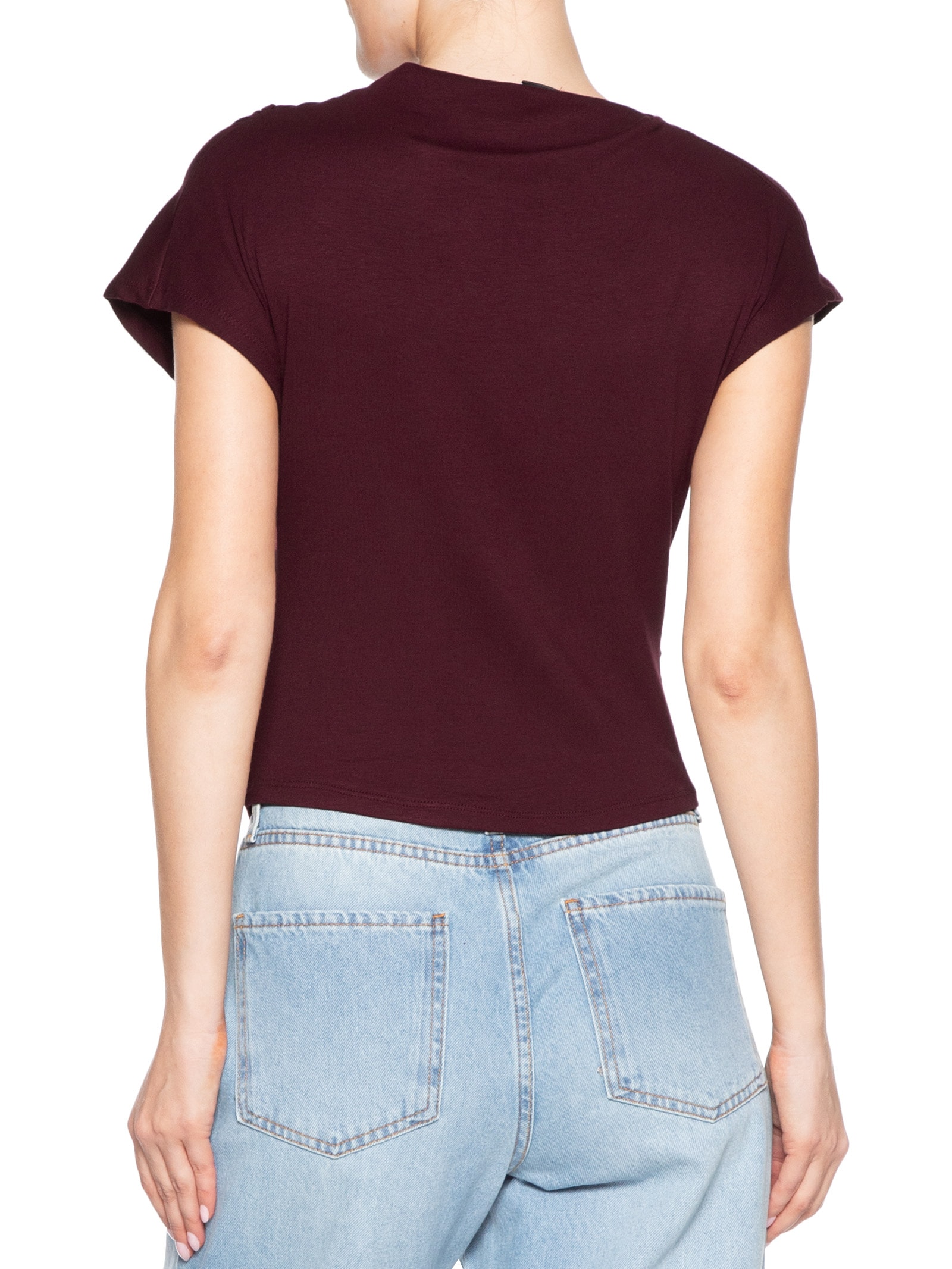 Blusa Feminina Decote Reto Drapeada Vermelho Basiq