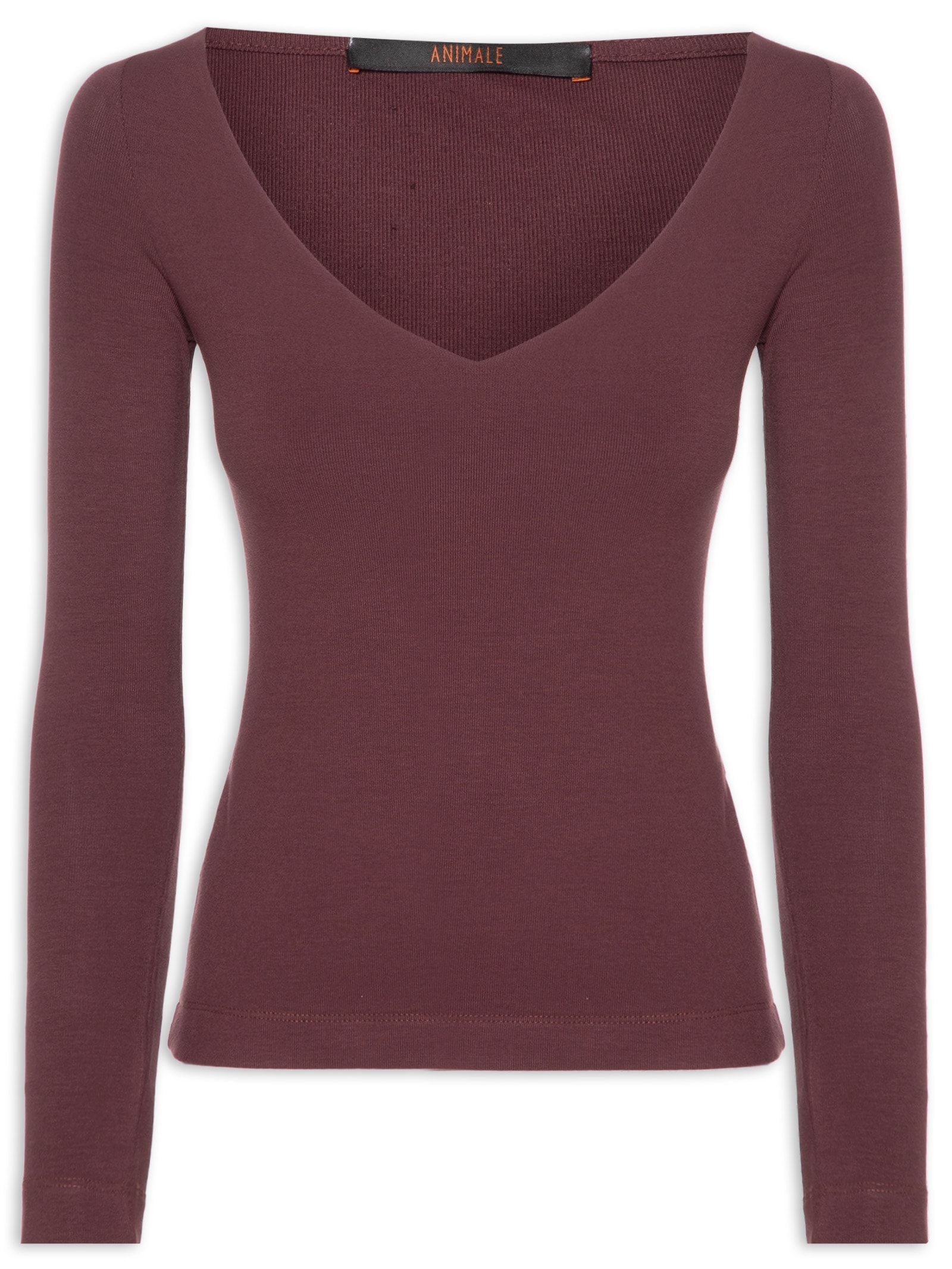 Blusa Feminina Decote V Aberto Boho Marrom Animale