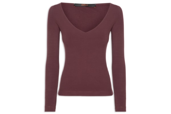 Blusa Feminina Decote V Aberto Boho - Marrom