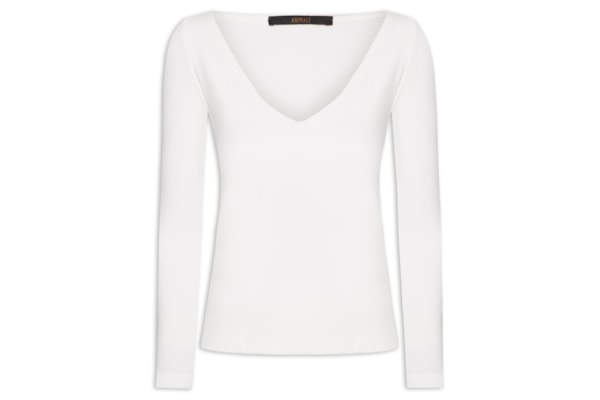 Blusa Feminina Decote V Aberto - Branco