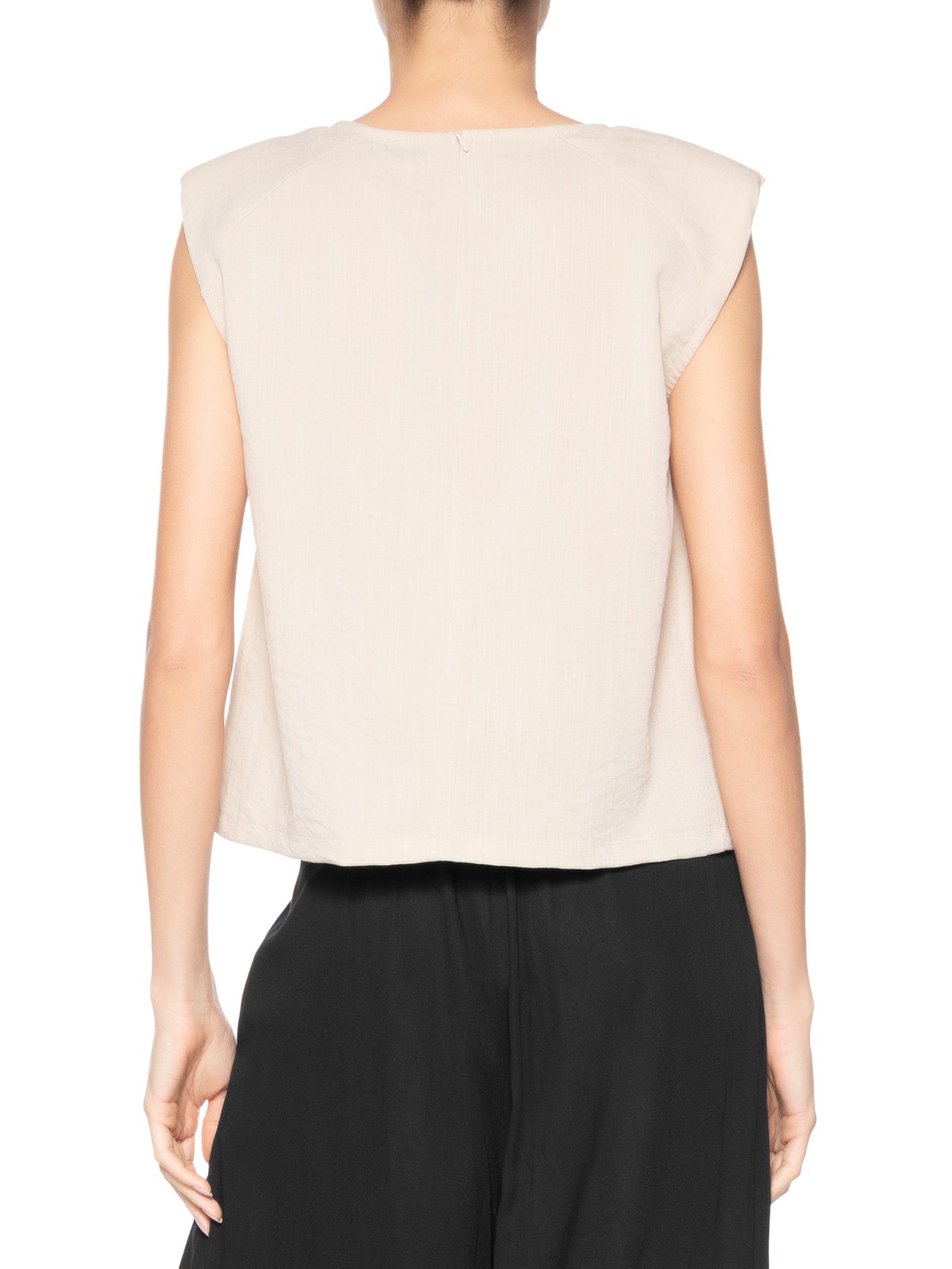 Blusa Feminina Decote V Bege Basiq