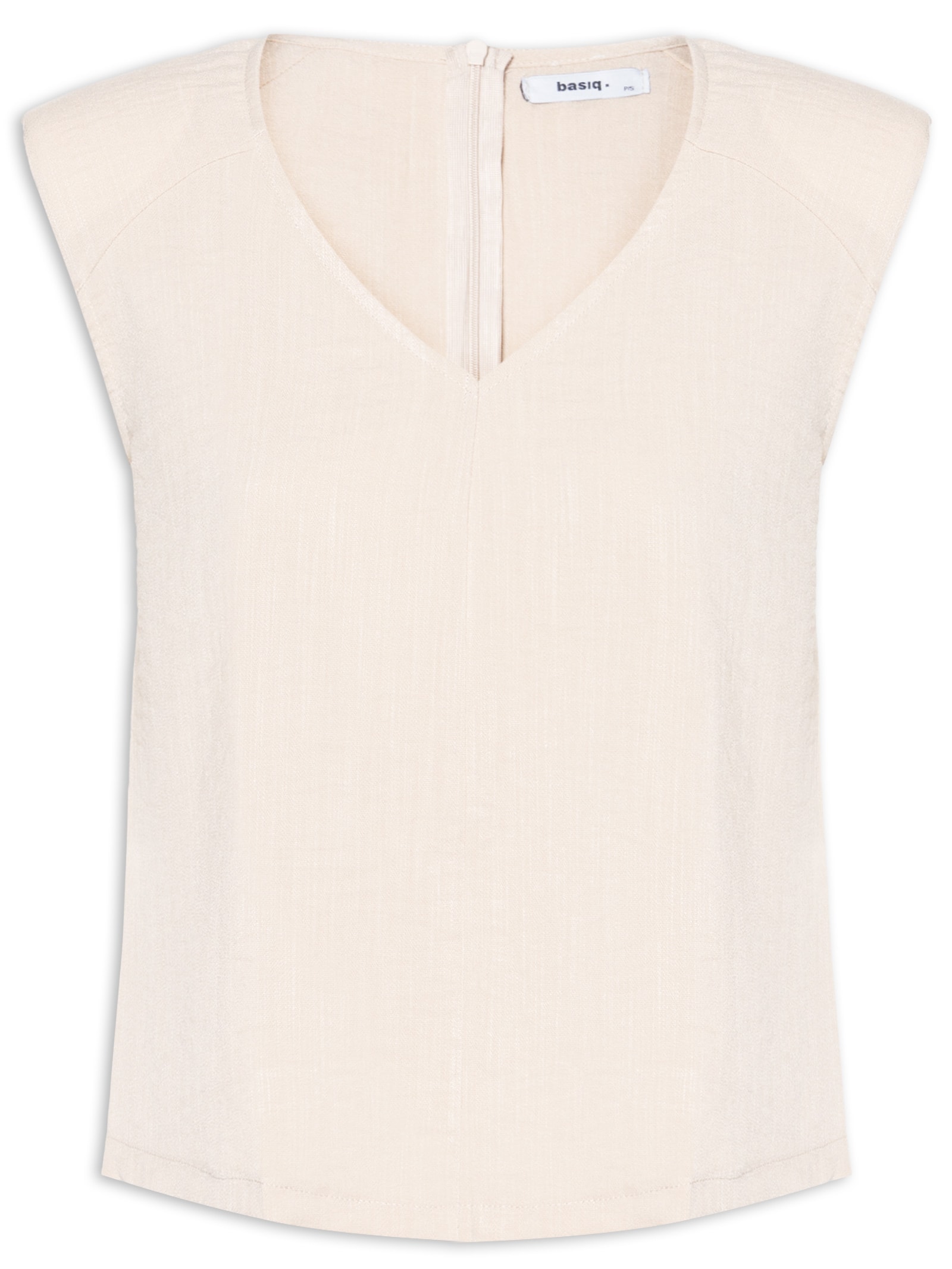 Blusa Feminina Decote V Bege Basiq