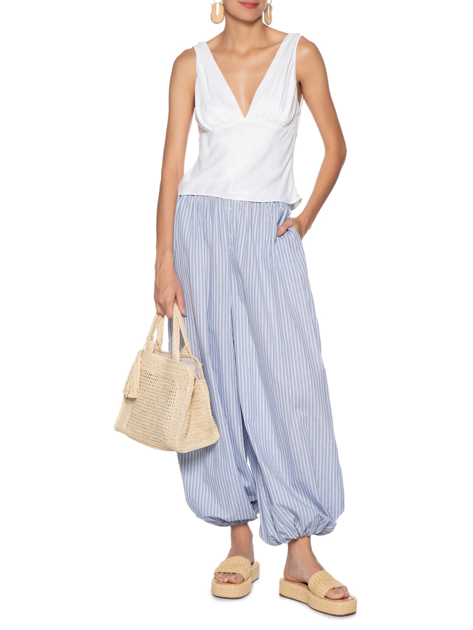 Blusa Feminina Decote V Branco Farm