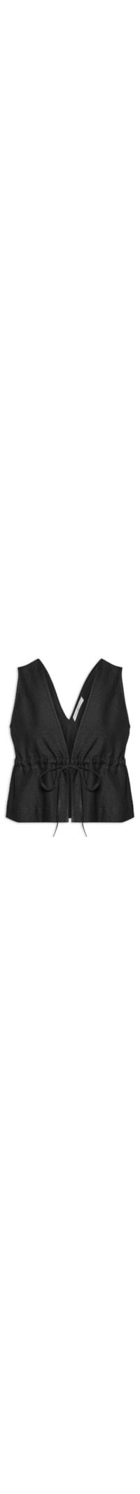 Blusa Feminina Decote V Com Linho - Preto