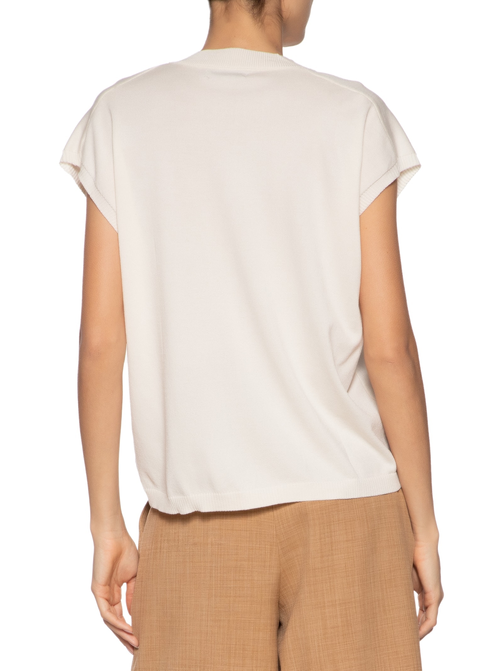 Blusa Feminina Decote V em Tricot Bege '2Essential