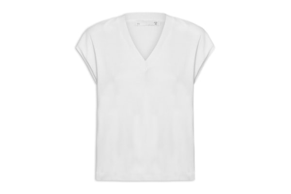 Blusa Feminina Decote V em Tricot - Branco