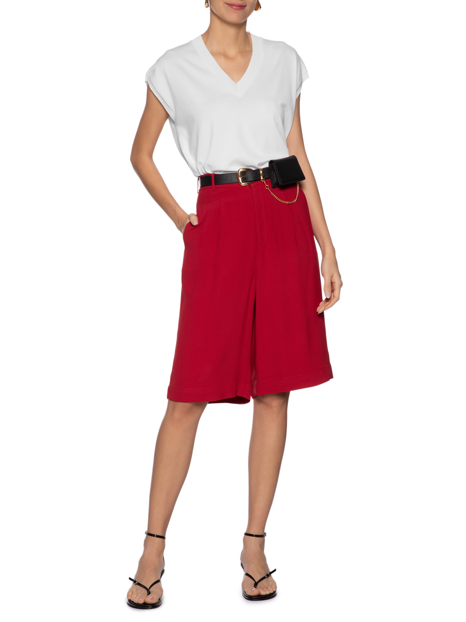 Blusa Feminina Decote V em Tricot Branco '2Essential