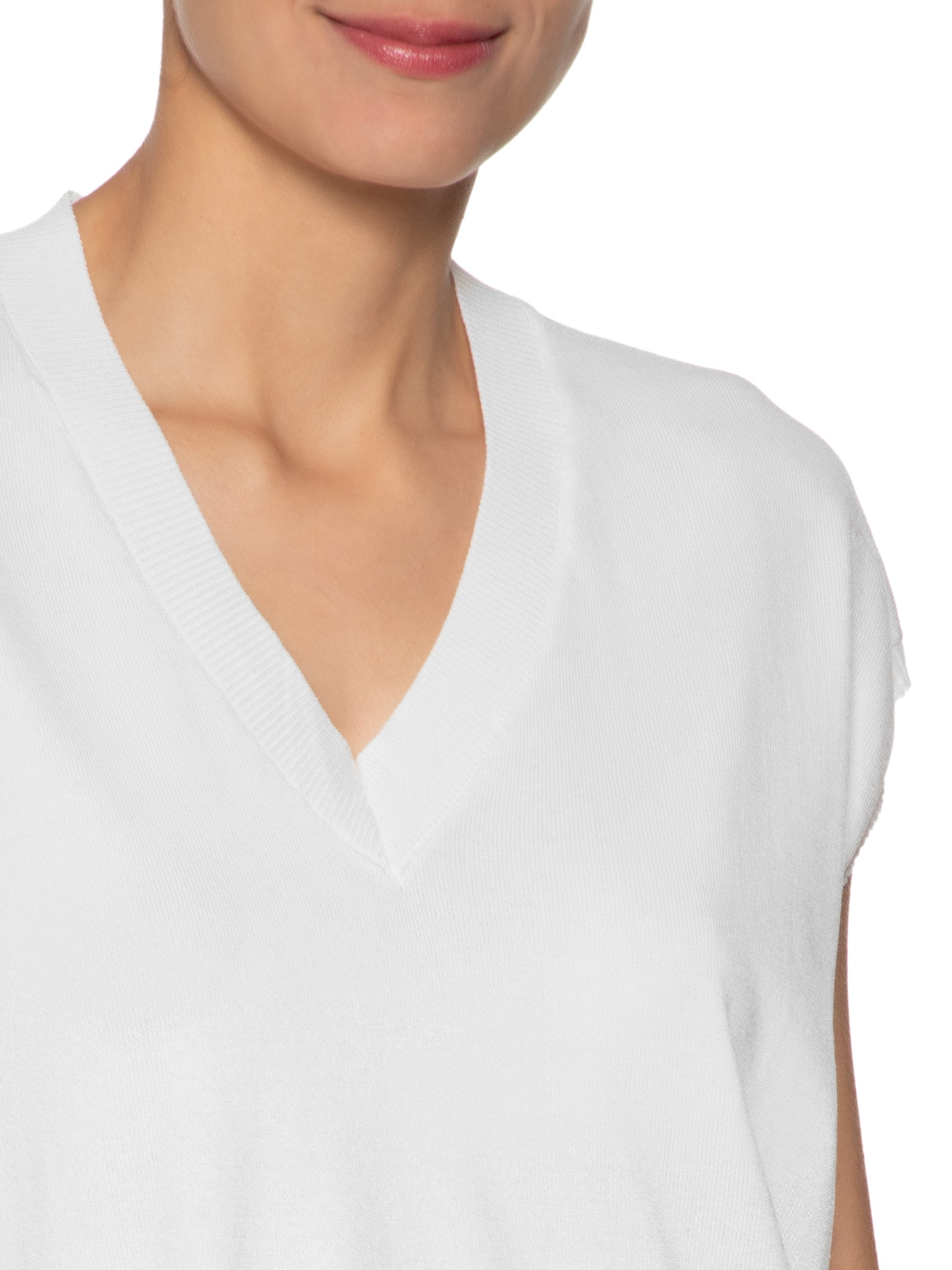 Blusa Feminina Decote V em Tricot Branco '2Essential
