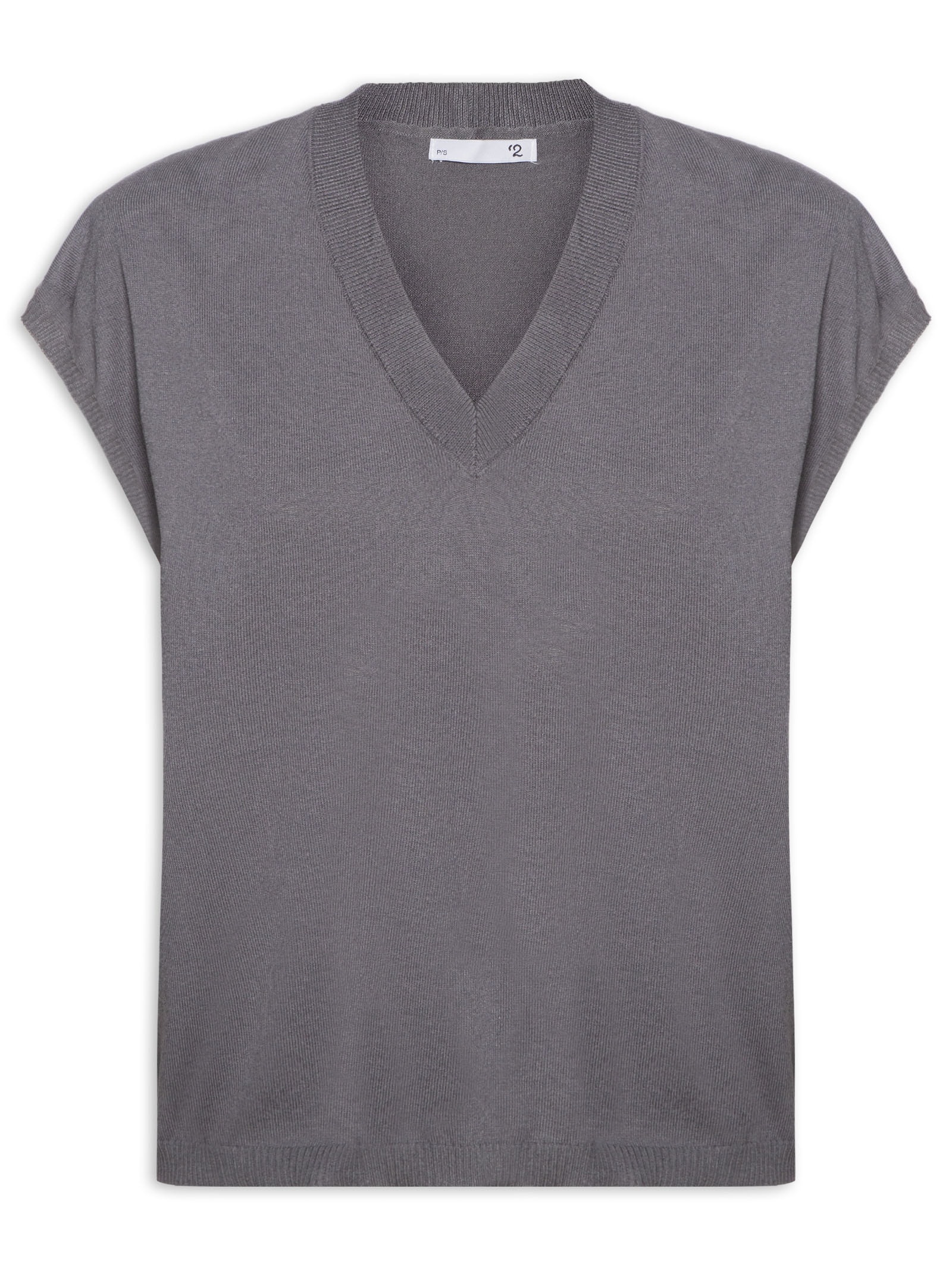 Blusa Feminina Decote V em Tricot Chumbo '2Essential