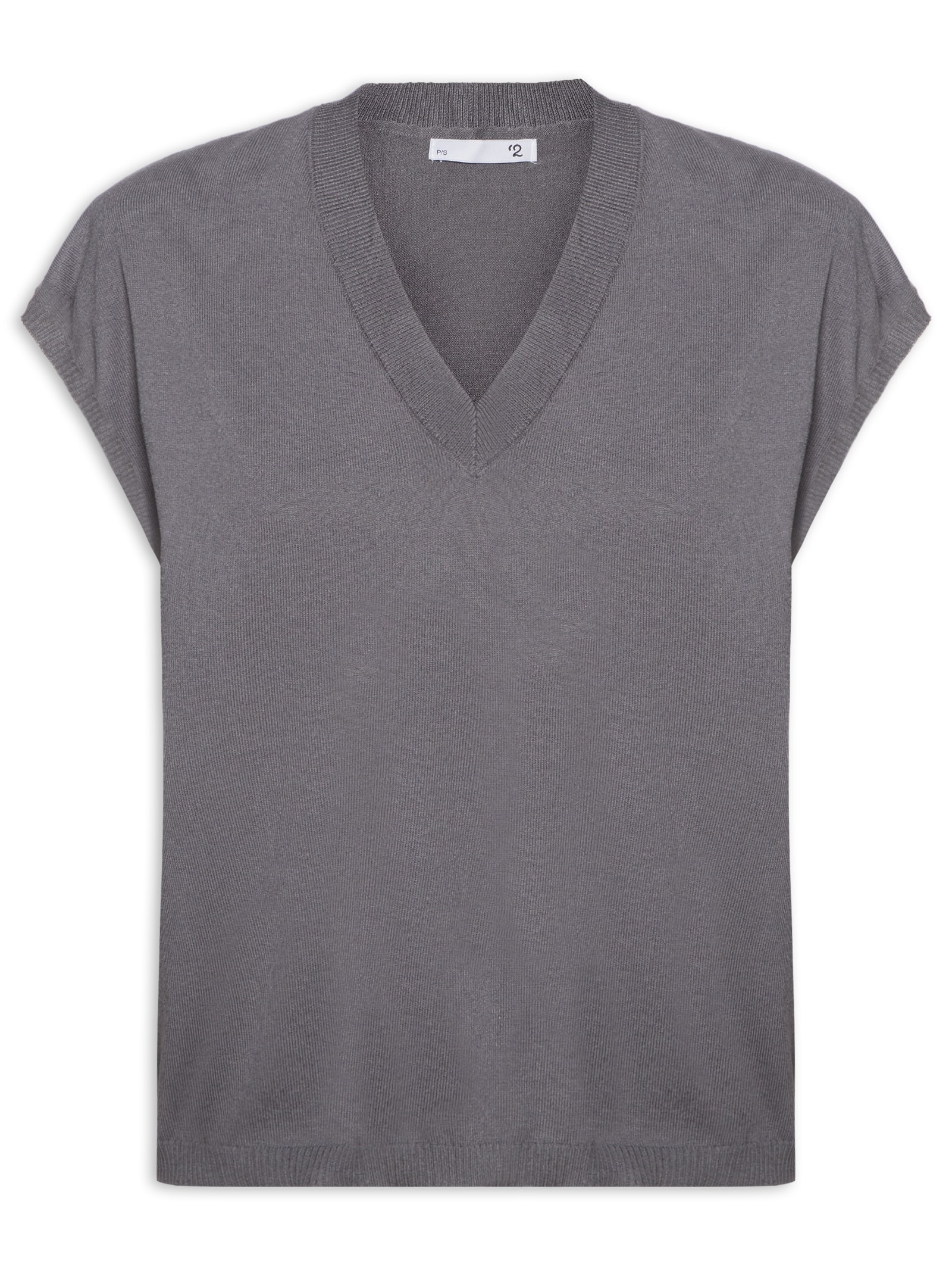 Blusa Feminina Decote V em Tricot Chumbo '2Essential