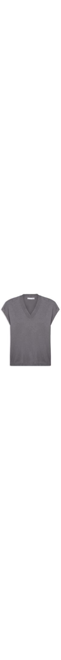 Blusa Feminina Decote V em Tricot - Chumbo