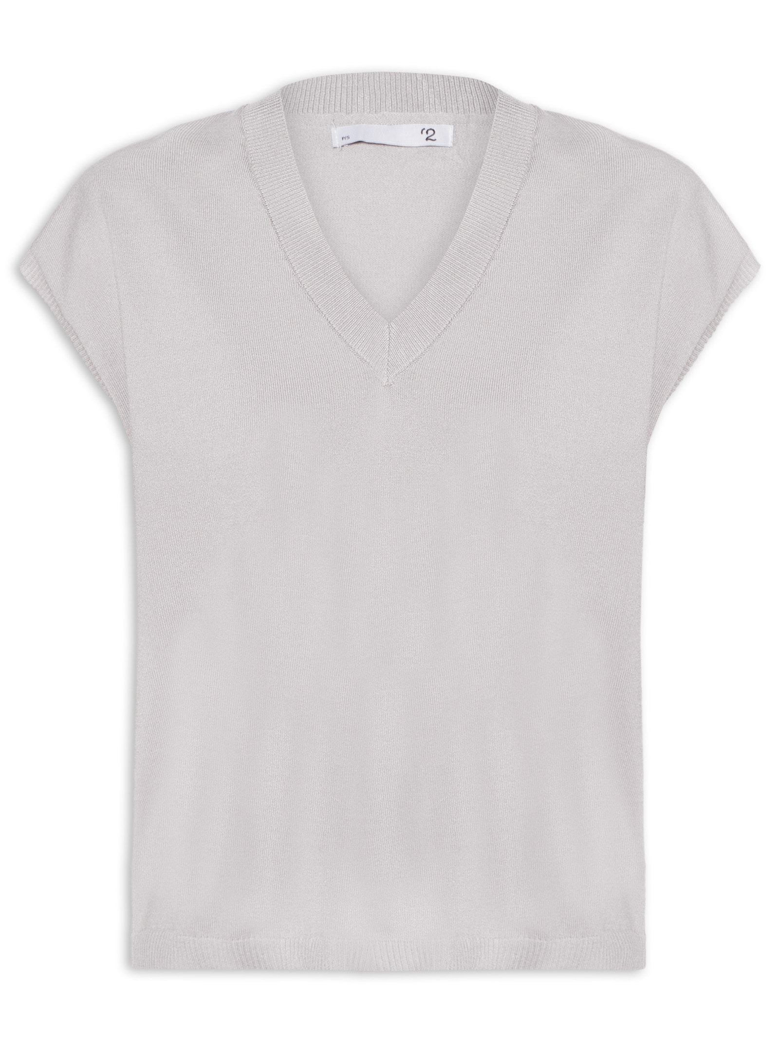Blusa Feminina Decote V em Tricot Cinza '2Essential