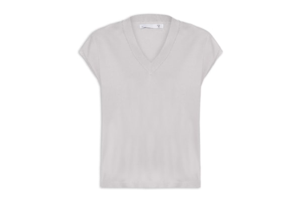 Blusa Feminina Decote V em Tricot - Cinza