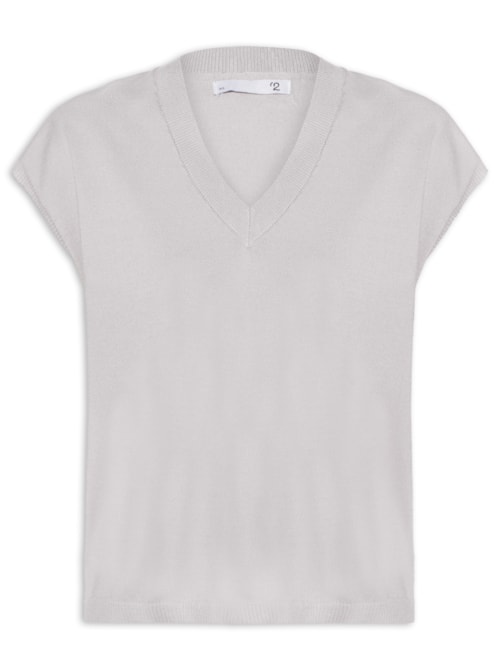Blusa Feminina Decote V em Tricot – Cinza