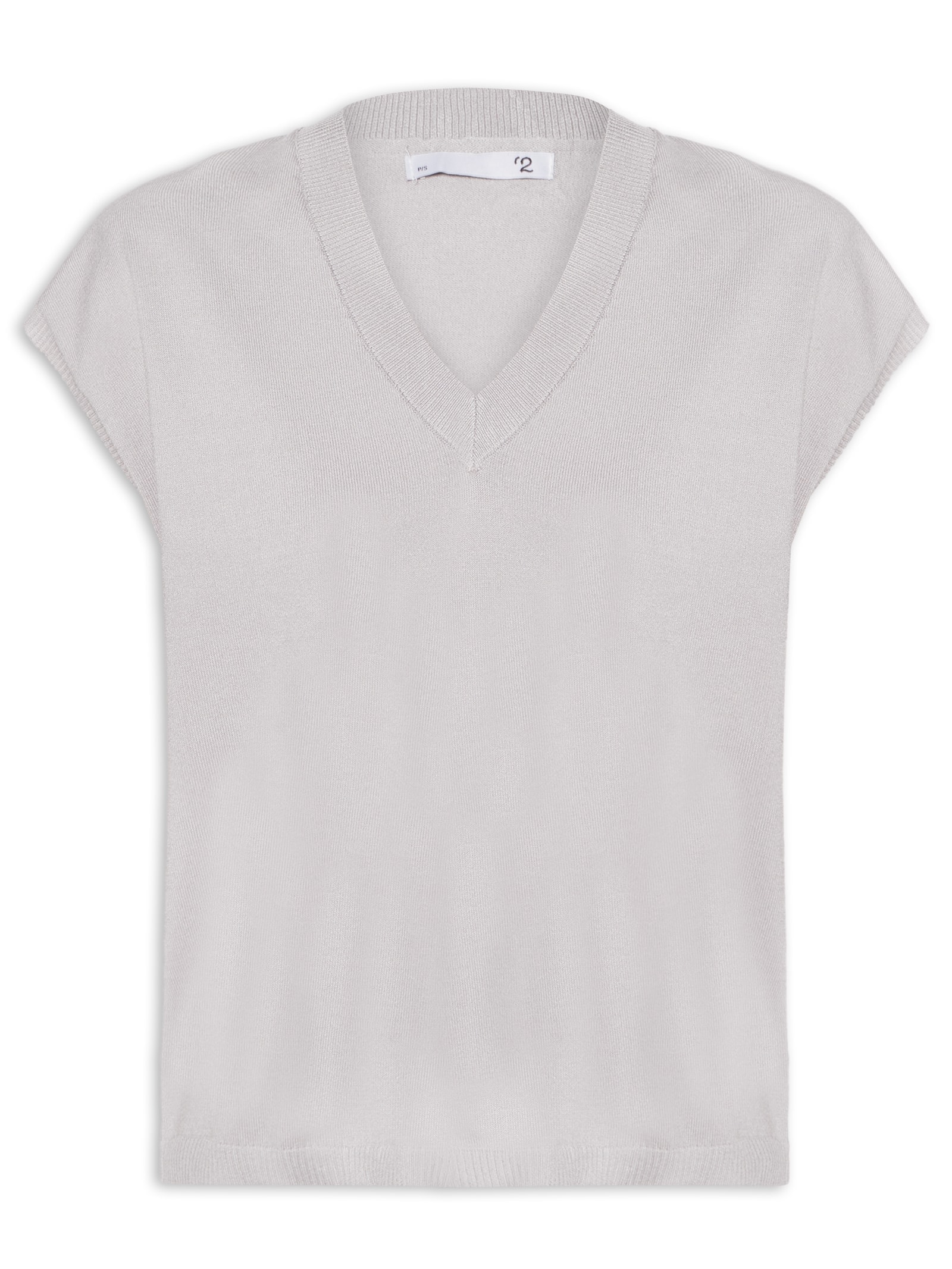 Blusa Feminina Decote V em Tricot Cinza '2Essential
