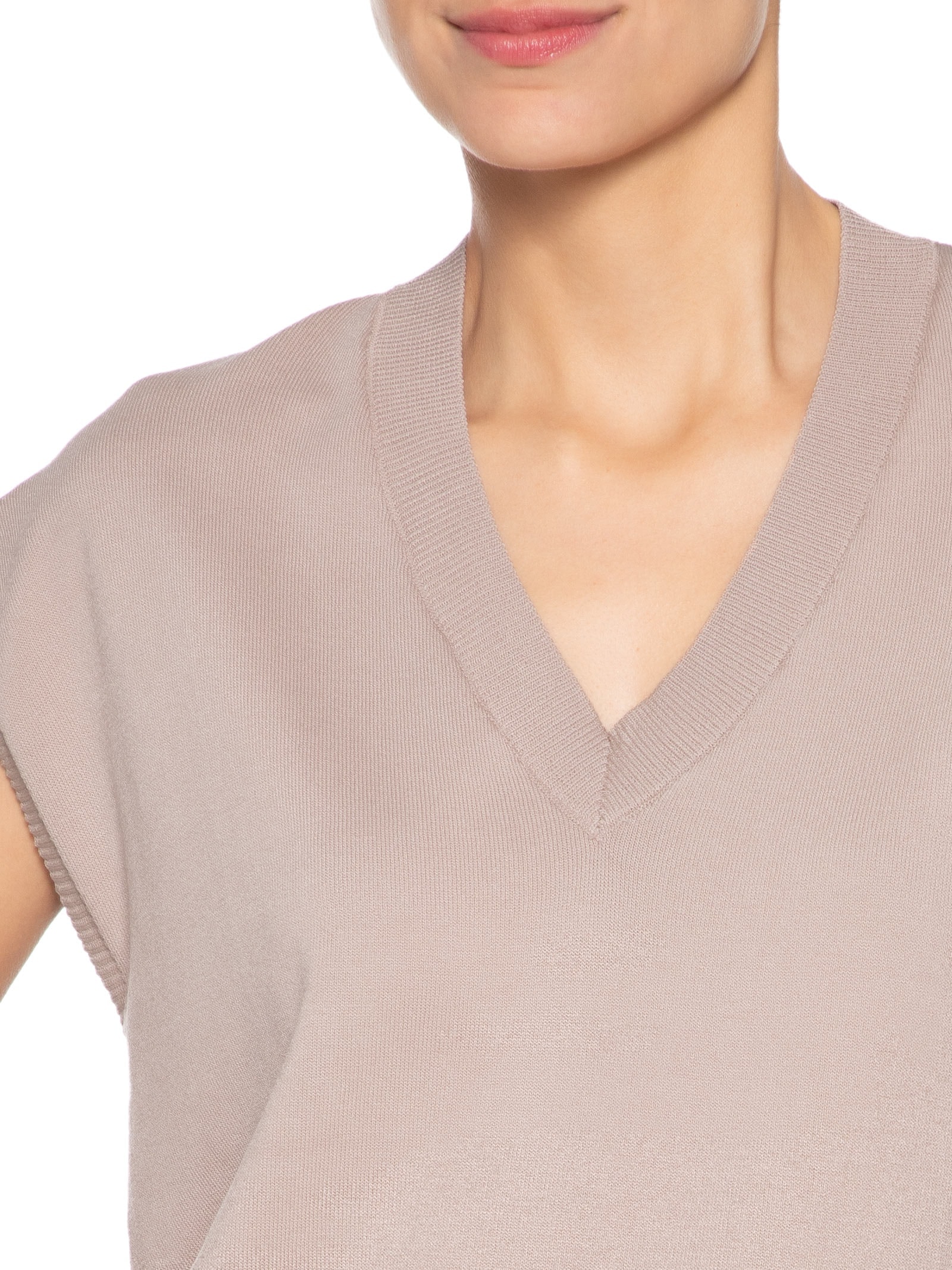 Blusa Feminina Decote V em Tricot Khaki '2Essential